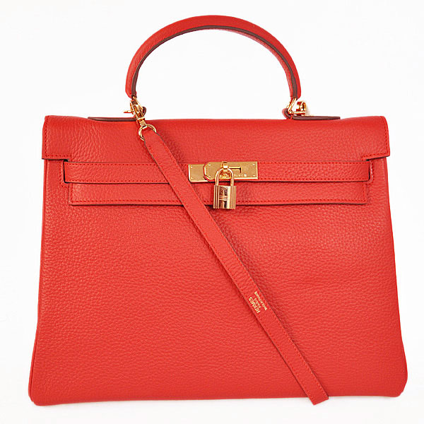 K35CFG Kelly di Hermes 35CM pelle Clemence in Flame con oro har